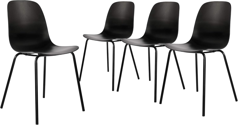4 Matte Black Dining Chairs for Kitchen & Living Room Set