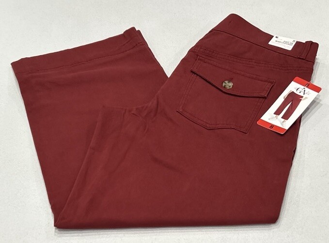 Gloria Vanderbilt Women's Red Pull-On Wide-Leg Crop Pants Size 8
