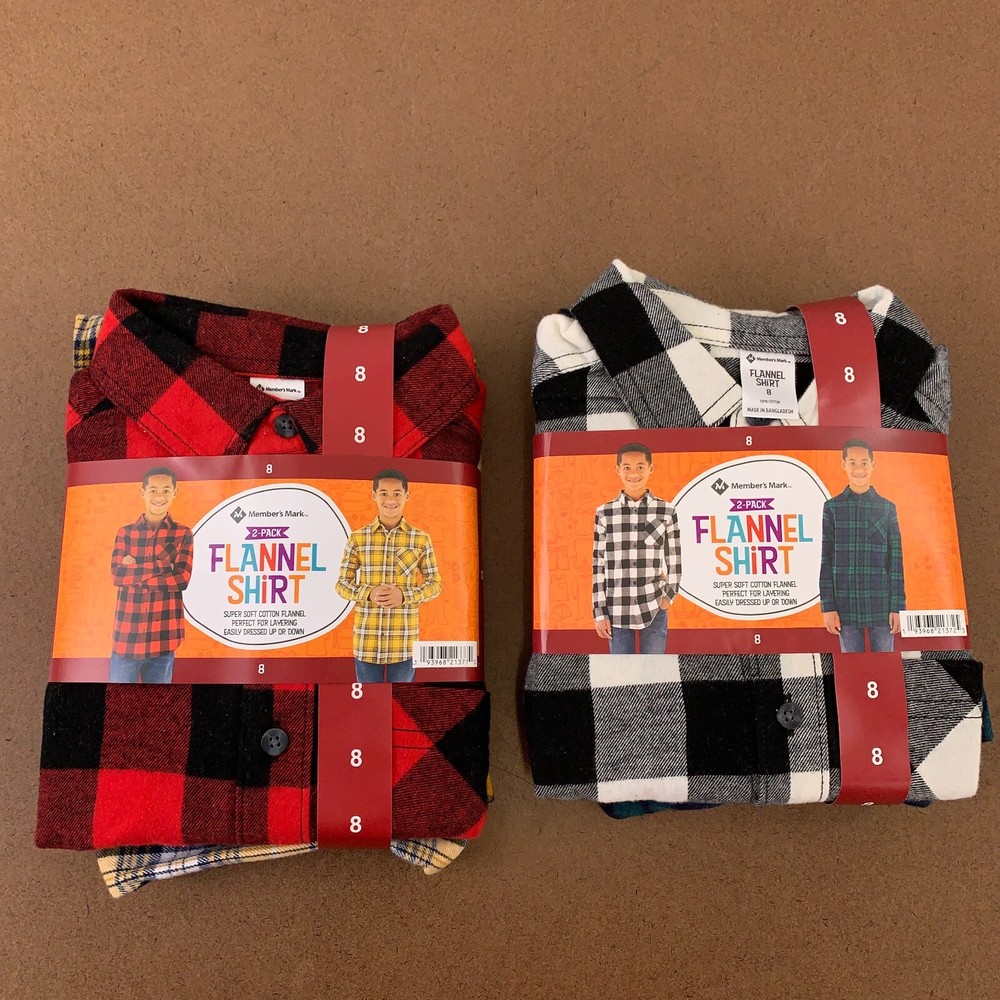 Boys Size 8 Flannel Long Sleeve Shirt 4-Pack Multi-Color NWT-image