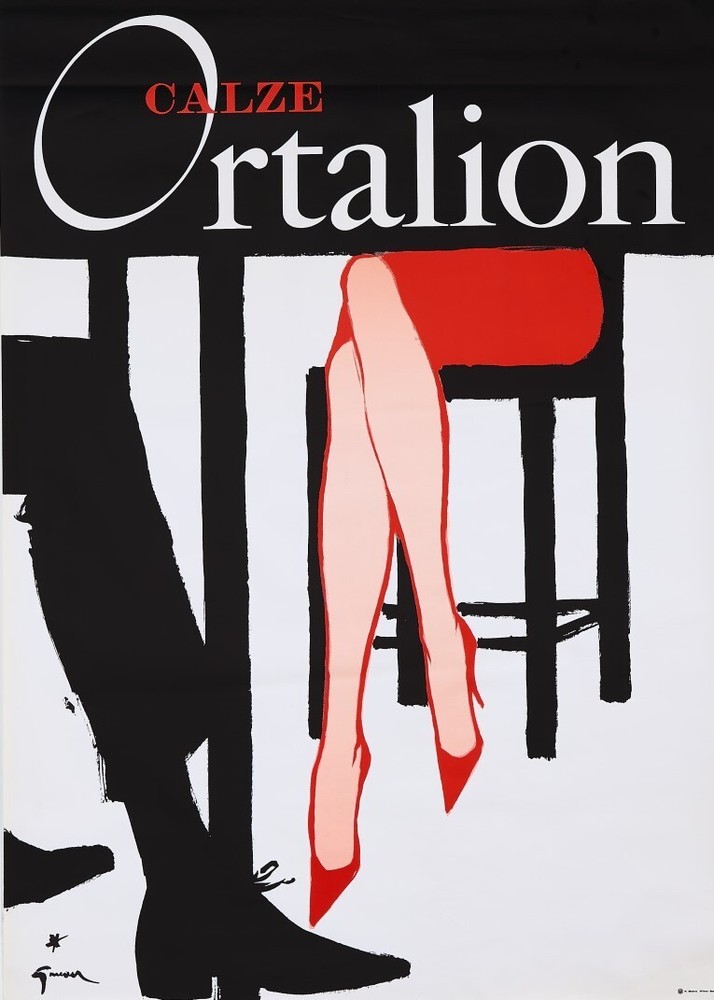 René Gruau, C.A. 1970S - Calze Ortalion - Original Vintage Poster 140 X 100 Cm