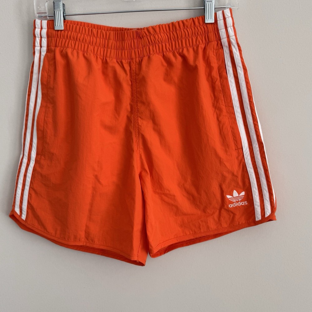NWT Adidas Originals Men's Sprinter Shorts Orange White 3-Stripe Retro Small