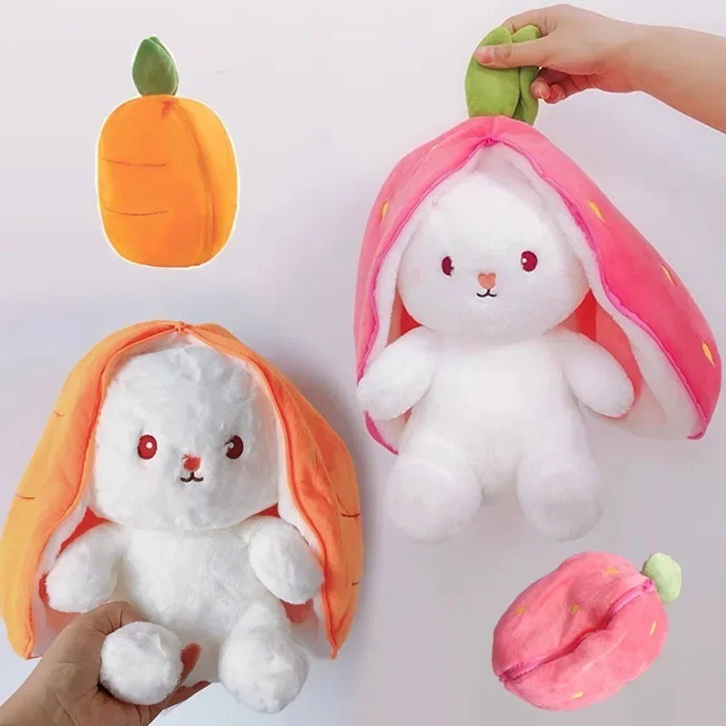 Strawberry Carrot Bunny Plush – Soft Gift Toy for Girls and Kids