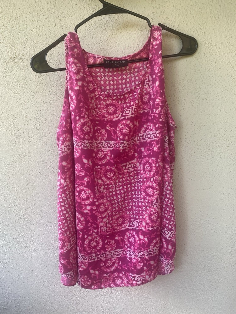 Lane Bryant Pink Floral Knit Round Neck Sleeveless Tank Top Women's 16 Plus