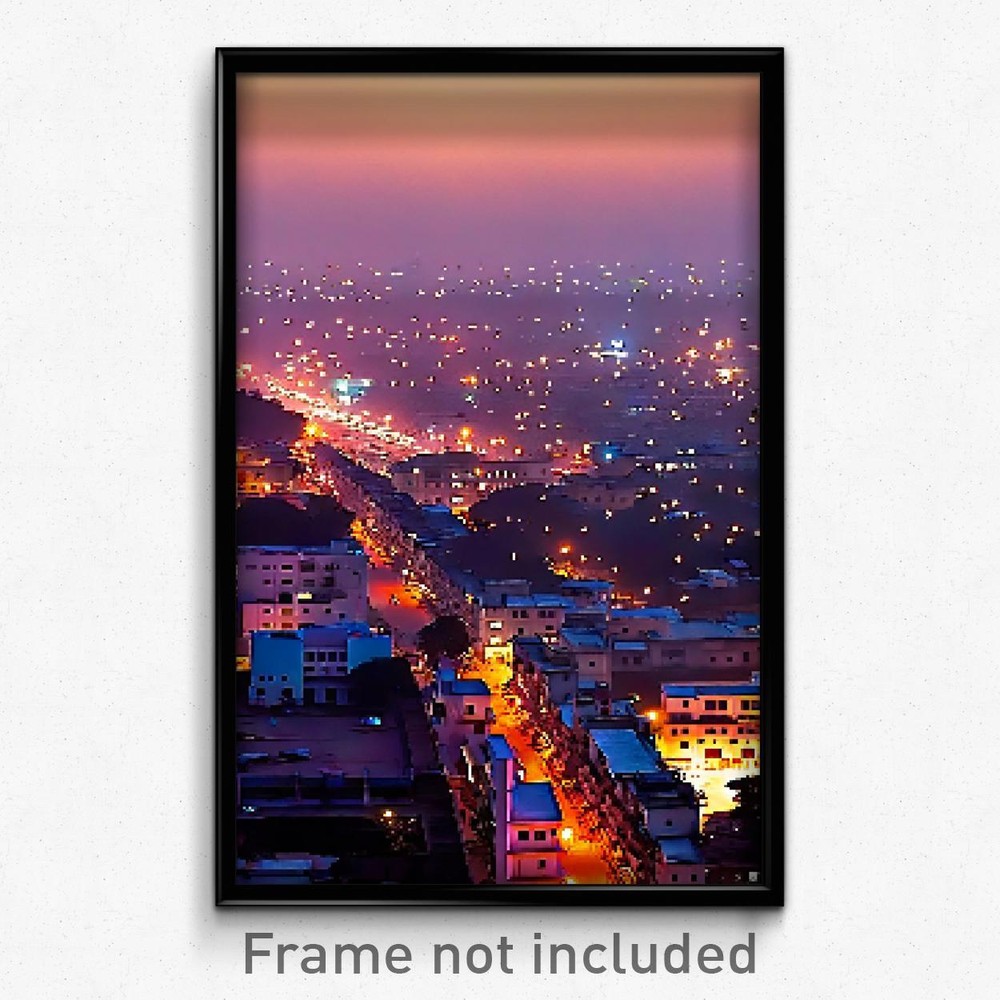 Pixel Art Poster - Major Indian City (8 Bit Psychedelic Trippy Video Game Print)