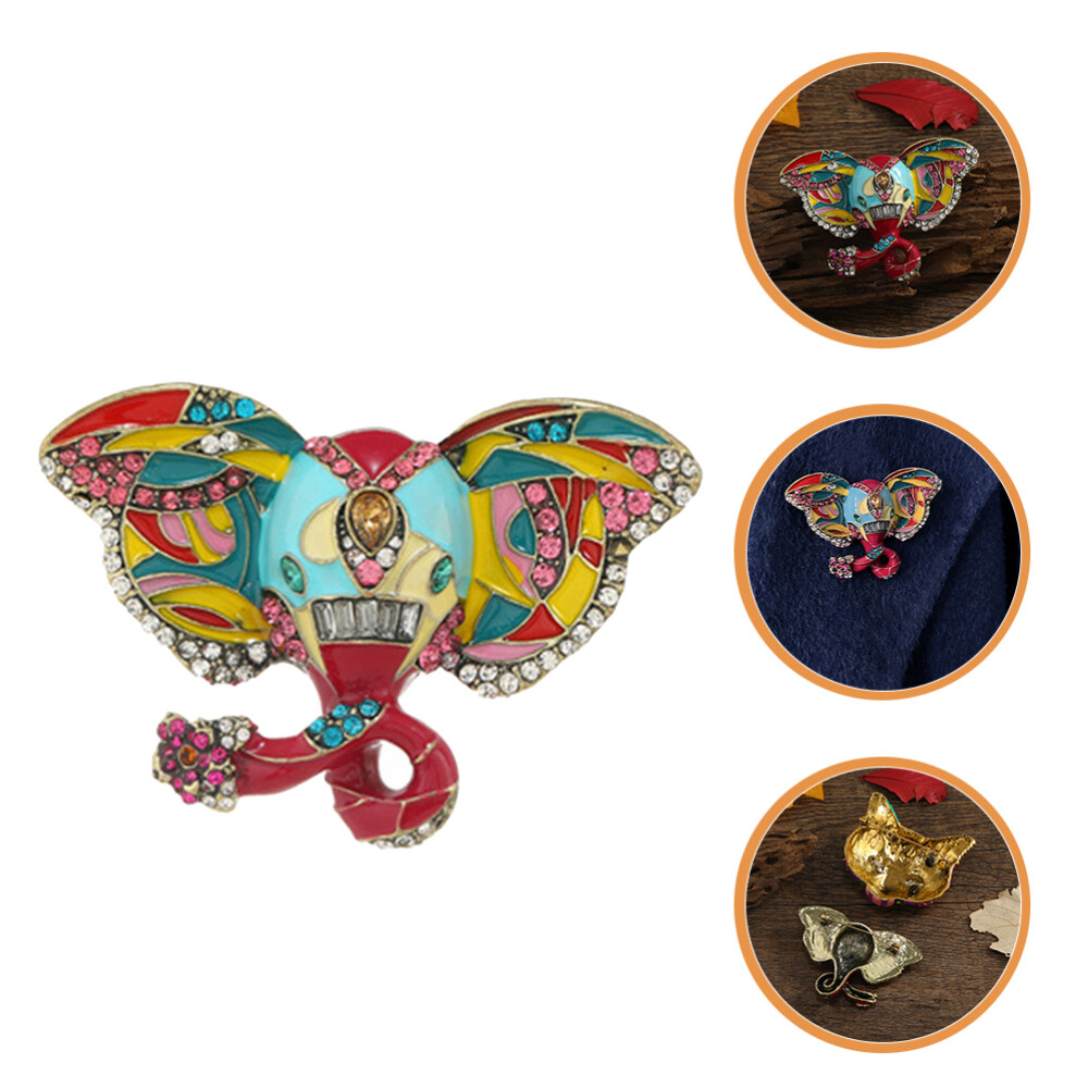 Vintage Brooch Elephant Head Rhinestone Embellished Baby Girl Bride