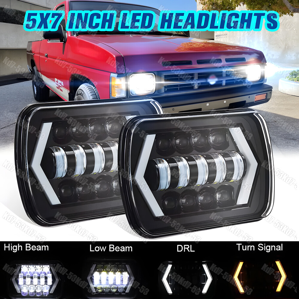 For Nissan Pickup Hardbody D21 NX 5x7 7x6inch LED Headlights DRL Hi/Lo Beam Pair
