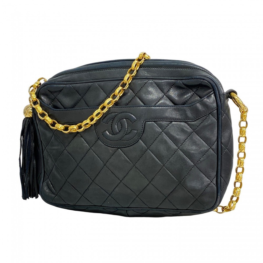 Chanel Lambskin Matelasse Fringed Chain Shoulder Bag in Brown