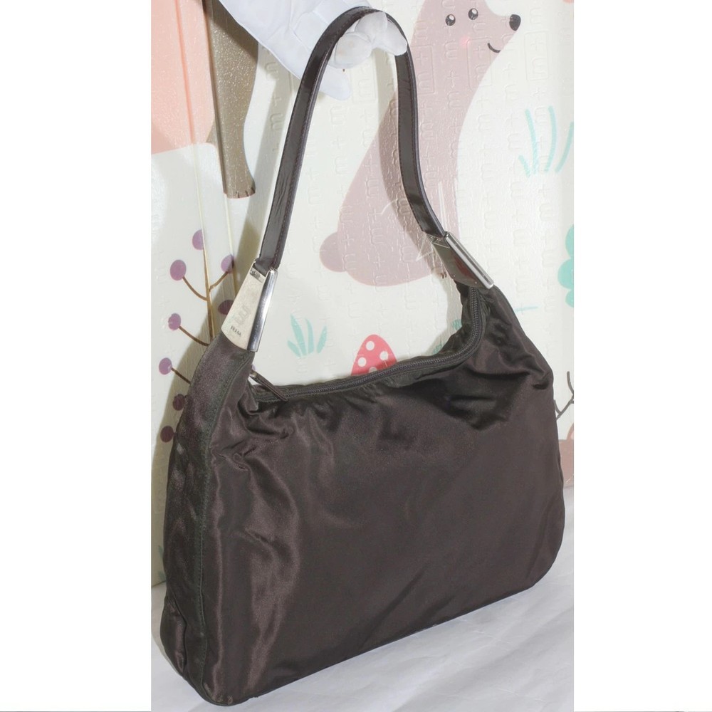 Vintage Prada Dark Brown Semi-Shoulder Bag for Women