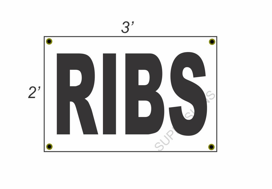 2x3 Black & White Ribbed Banner Sign – New Discount Size & Price with Free Shipping Included