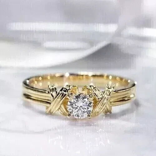2Ct Round Lab-Grown Diamond Engagement Ring in 14K Yellow Gold