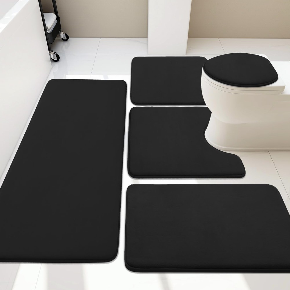 Bathroom Rug Set 5 Piece, Memory Foam Bath Mat Set, Super Absorbent Bath Mats...