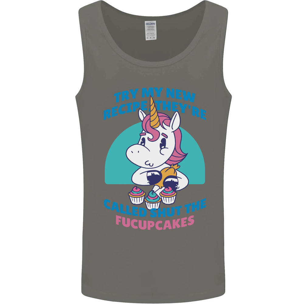 Shut the Fuckupcakes Funny Offensive Unicorn Mens Vest Tank Top