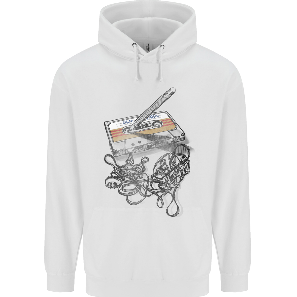 Old School Tape Cassette Music 80s 90s Mens 80% Cotton Hoodie