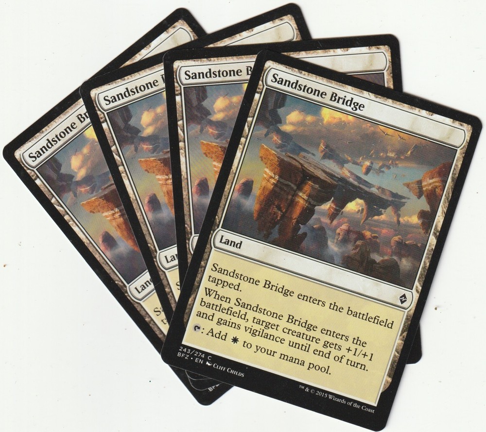 4 MTG SANDSTONE BRIDGE White Nonbasic Land Playset - Excellent Condition Magic The Gathering