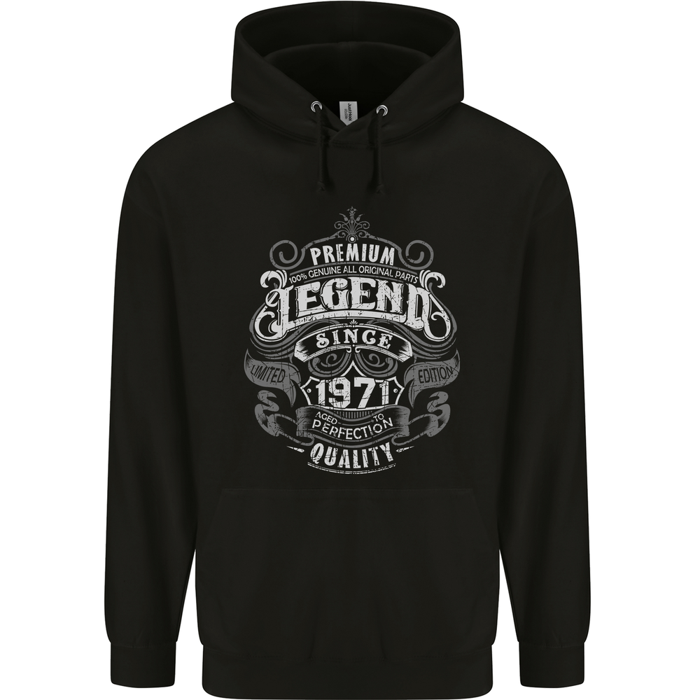 Premium Legend 54th Birthday 1971 Mens 80% Cotton Hoodie