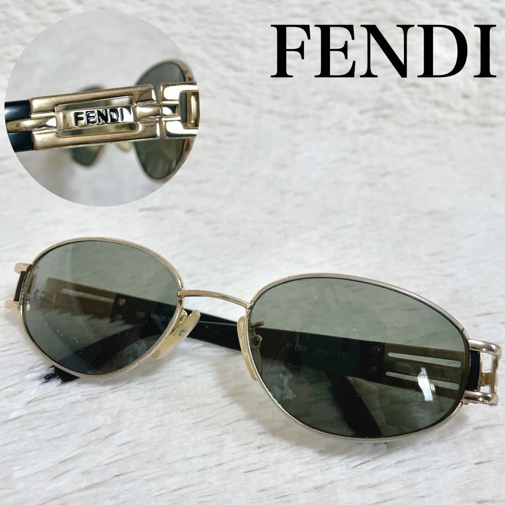 Vintage Fendi Gold Oval Logo Sunglasses Rare Retro Style