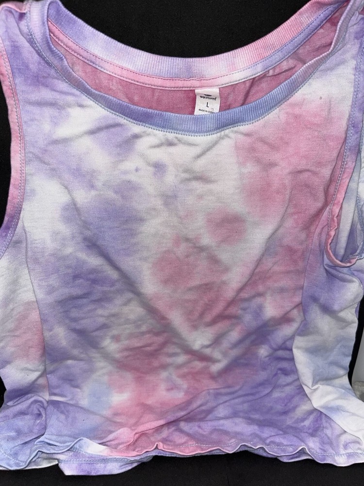 90 Degrees By Reflex Womens L Crop Top Muscle Tank Tie Dye FREE SHIPPING✔️