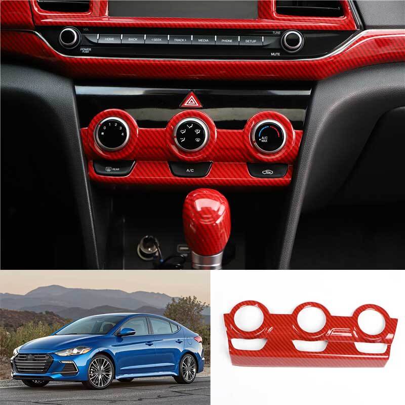 Red Carbon Fiber Center Console AC Switch Panel New For Hyundai Elantra 19-2020