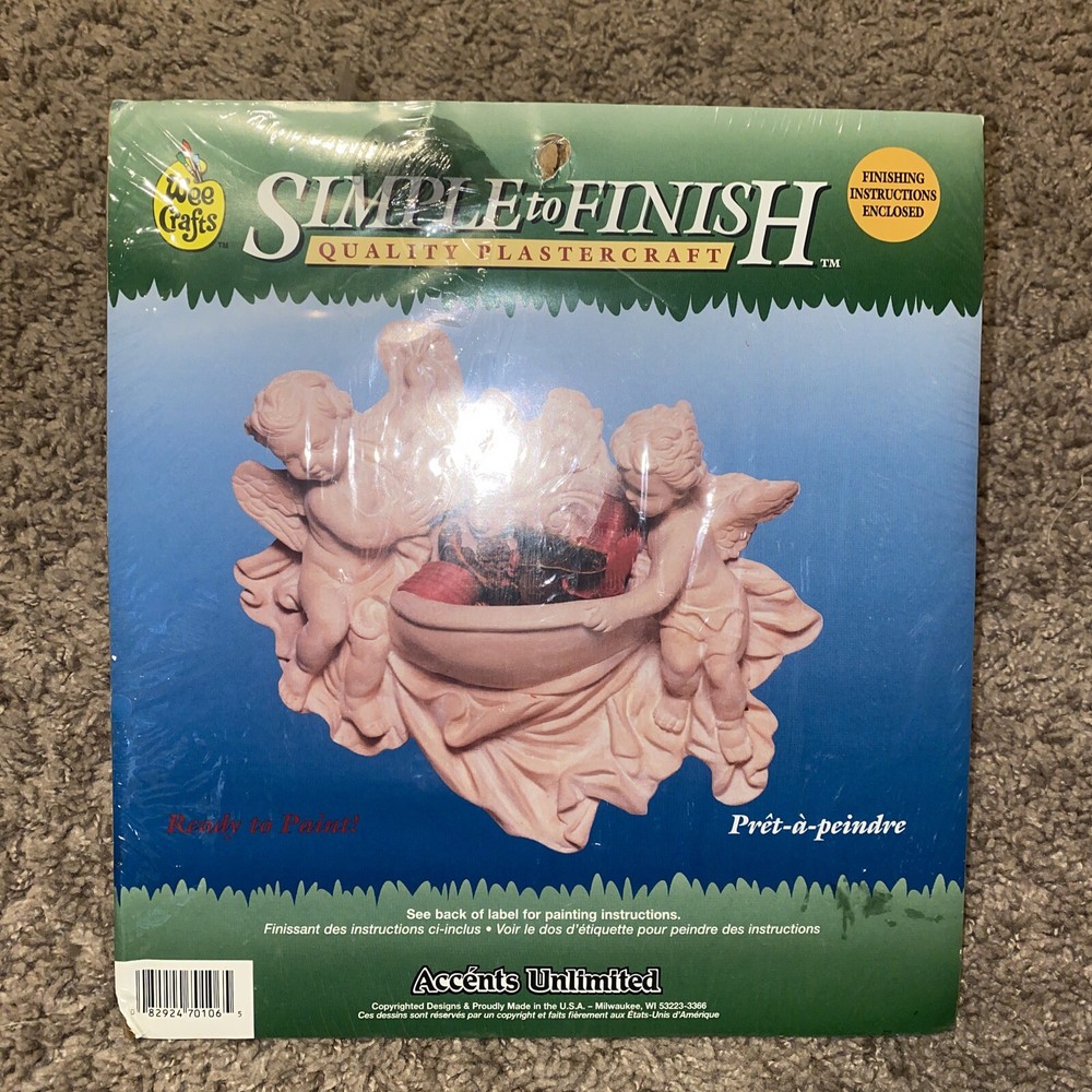 Simple to Finish Quality PlasterCraft Cherubs 3D Wall Hanging! NEW, OPEN PACKAGE