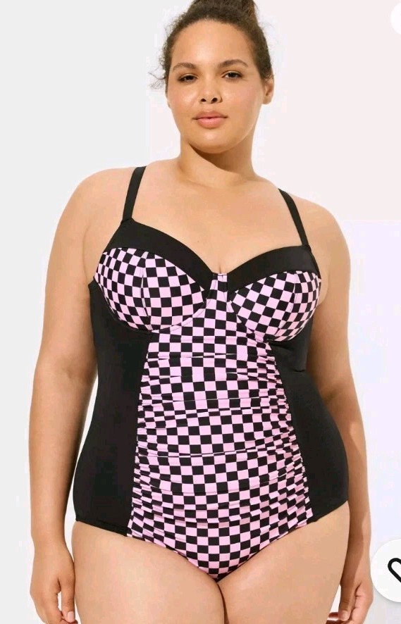 Torrid Pink and Black One Piece Swimsuit