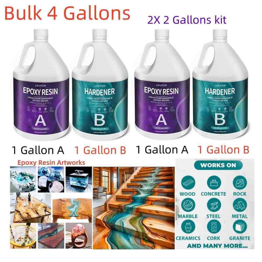 Bulk 4 Gallon Kit - Crystal Clear Tumbler Epoxy Resin - DIY Craft Arts Coating