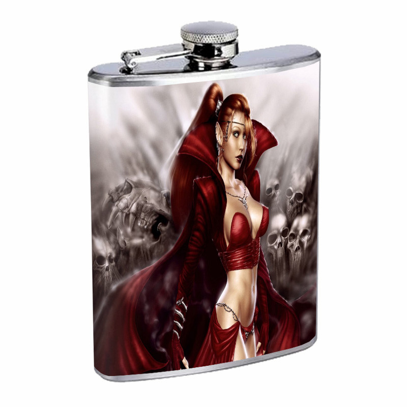 Anime Witch Stainless Steel Whiskey Flask 8oz D1 Hip Design