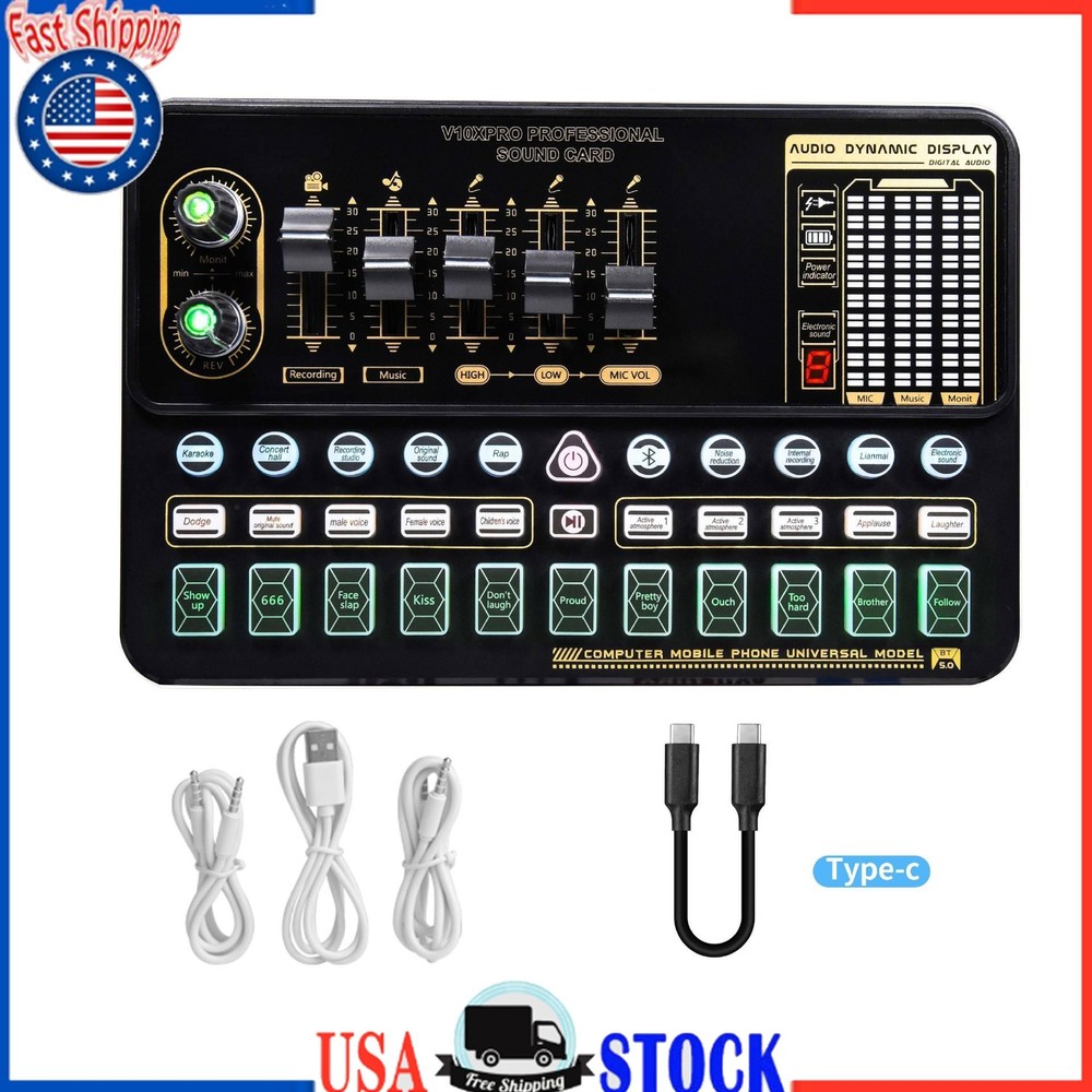 V10 Sound Card Live Sound Card Mobile Phone Karaoke Live Broadcast Equipment