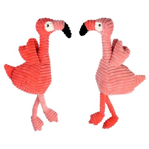 Multipet Pet Envy Corduroy Flamingos Dog Toy Assorted;