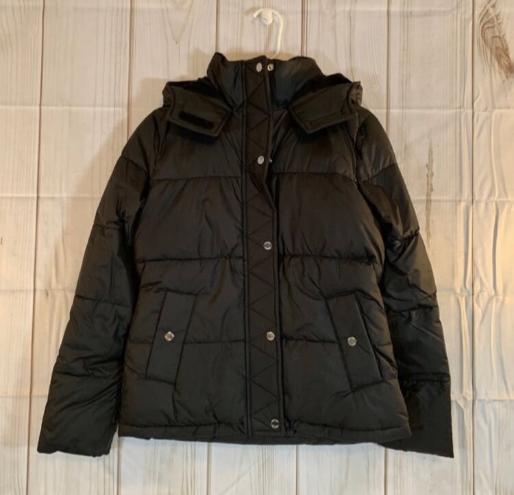 Hollister Black Puffer Jacket Hoodie XS New