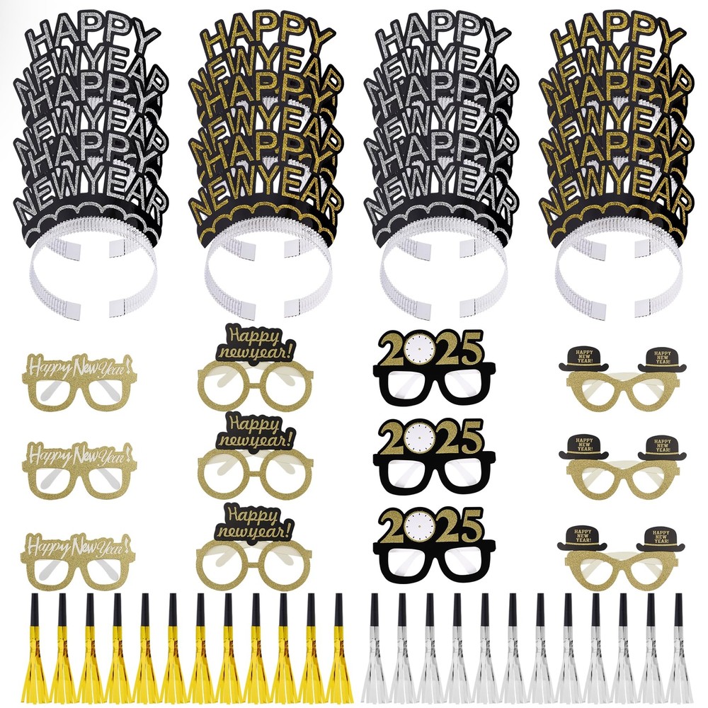 obmwang 36 Pieces New Years Eve Party Supplies Including Happy New Year Eyegl...-image