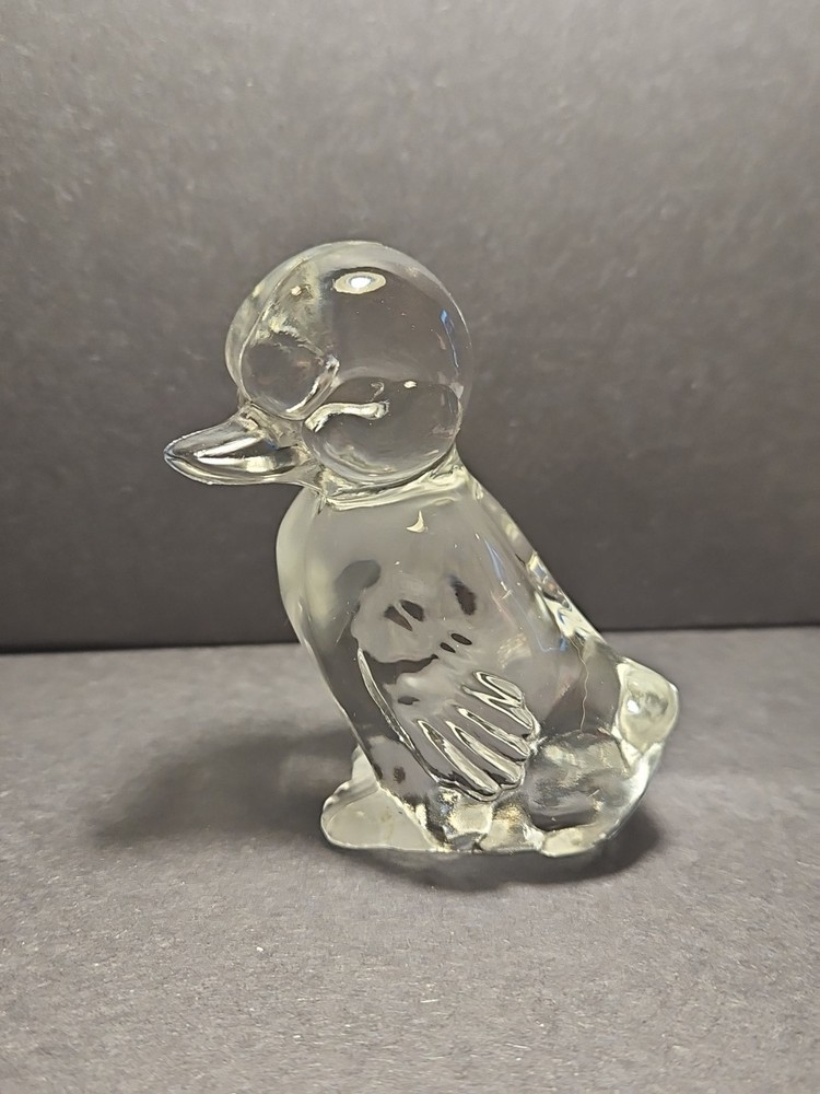 Fenton Duckling Clear Solid Glass Figurine 3.5 Inch Tall Excellent Condition