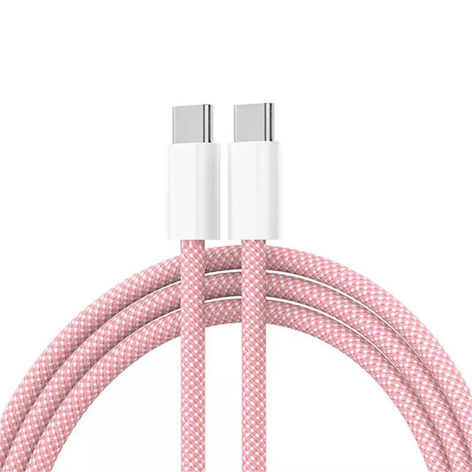 Braided Pink USB-C Charging Sync Cable Cord Fast Data Transfer  
