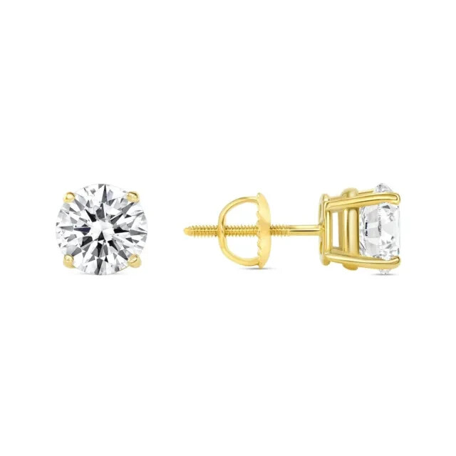 2Ct Round Cut Simulated Diamond Unisex Christmas Stud 14K Yellow Gold Plated