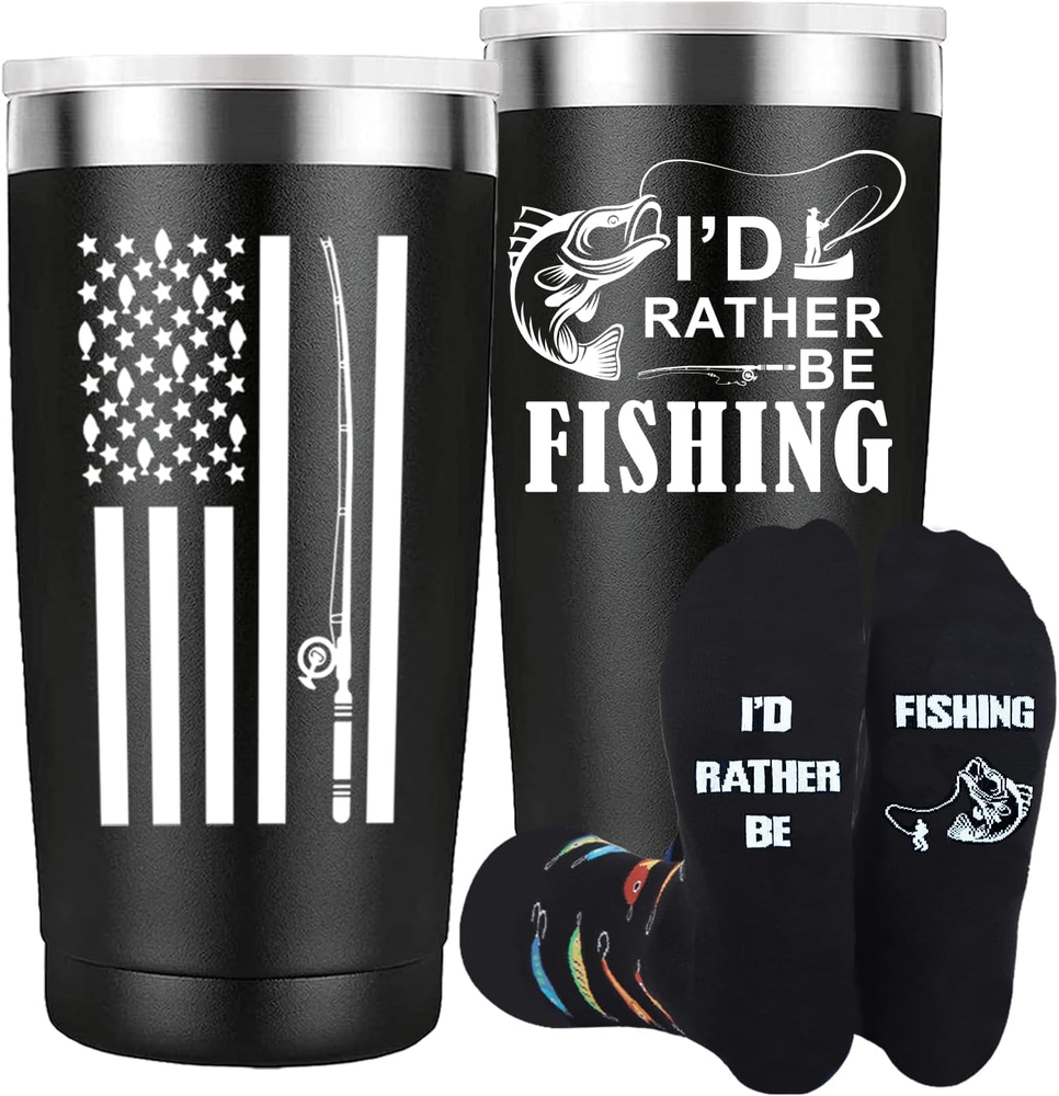 Fishing Gifts Men Novelty Fishing Socks Tumbler 20 Oz Cup Fisherman Gifts Boys
