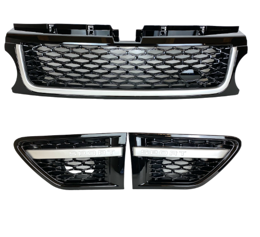 Range Rover Sport Gloss Black Silver Trim Grille Side Vents Fits 2010-13 L320