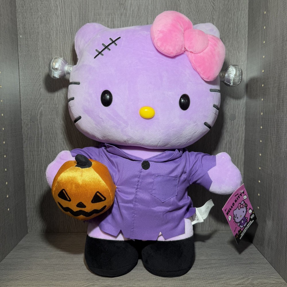 NEW Limited Hello Kitty 2025 Frankenstein Purple Halloween Greeter Plush