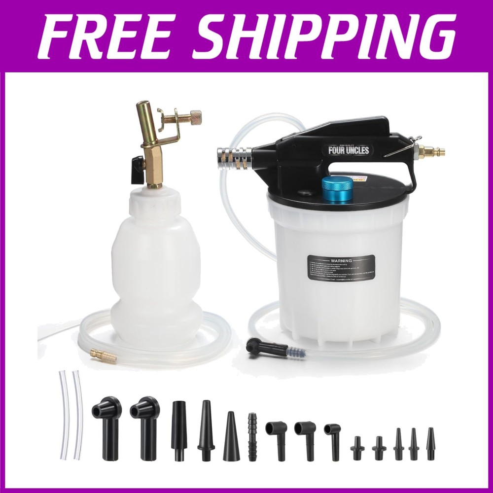 Compact 2L Brake Fluid Vacuum Pump Kit with 60in Silicone Hose for DIY Mechanics