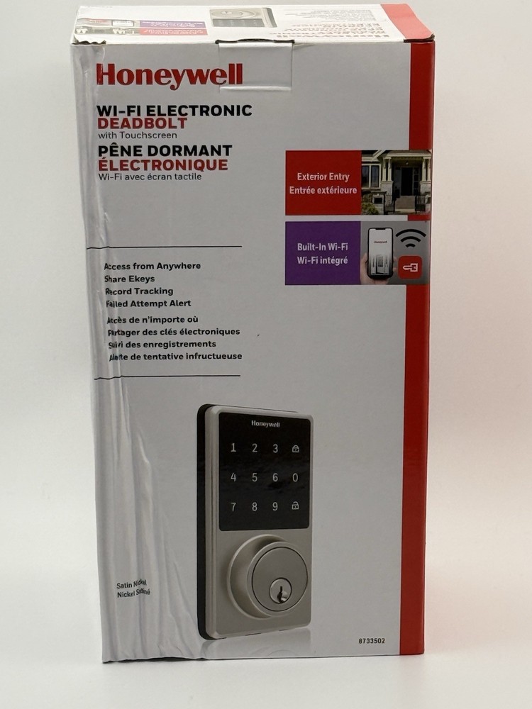 Honeywell WiFi Smart Deadbolt Lock with Touchscreen in Satin Nickel