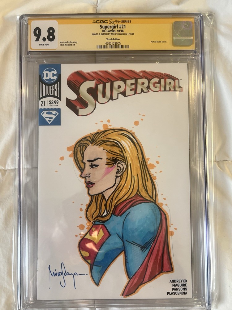 SUPERGIRL #21 2018 DC Signed & Sketched by Mico Susan ORIGINAL ART 1/1 CGC 9.8