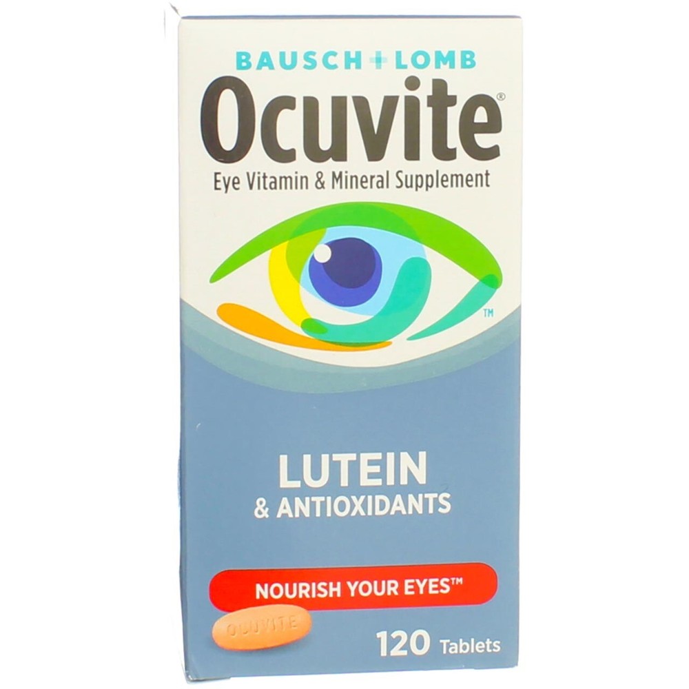 2 Pack Bausch & Lomb Ocuvite Lutein Eye Vitamin & Mineral Supplement Tablets,...