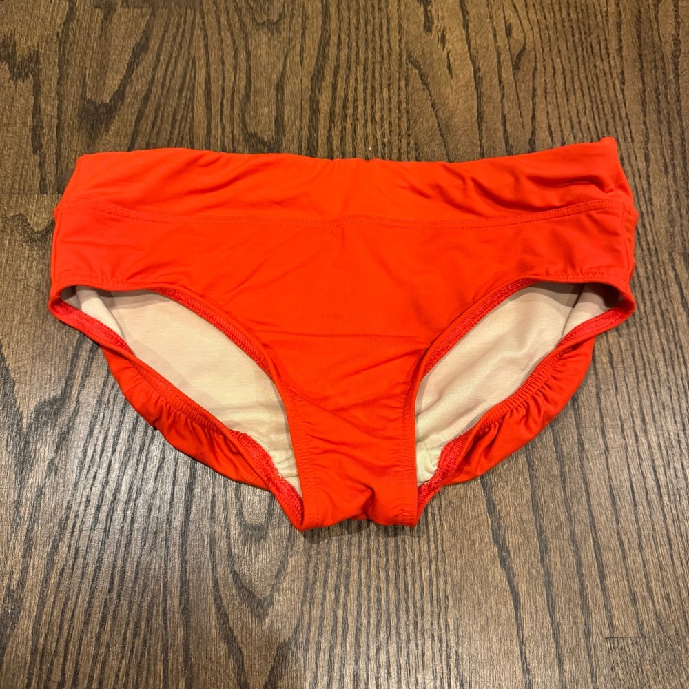 Lands End Orange Mid Rise Bikini Bottom Size 8 Banded Waist Brief