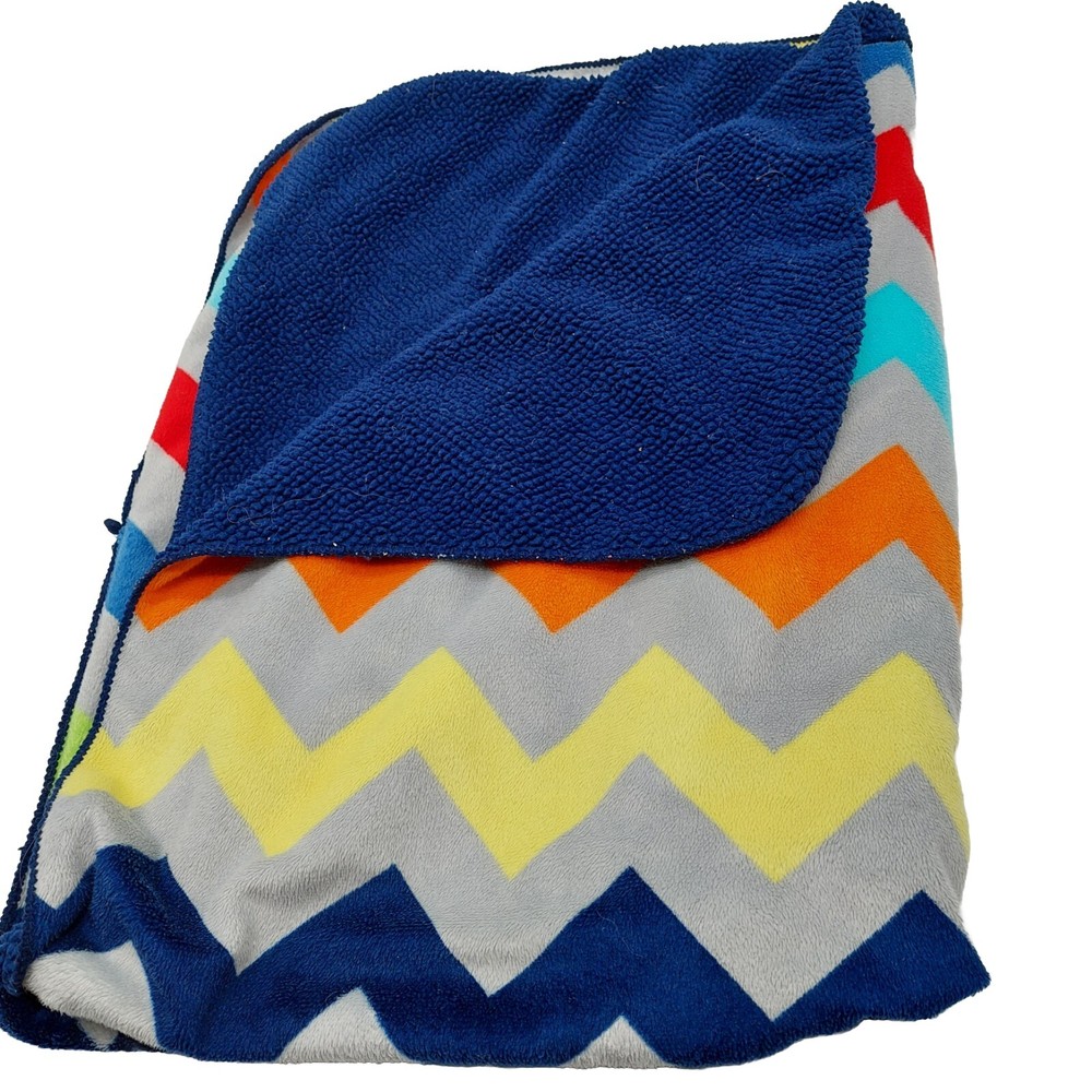 Circo Target Gray Sherpa Chevron Baby Blanket Lovey Gray Red Green Blue 39x28