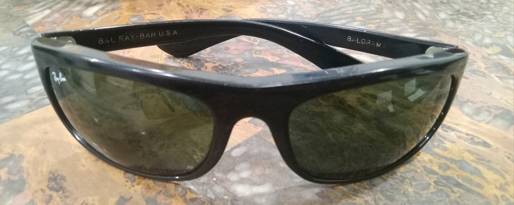 VINTAGE B&L RAY-BAN CRYSTAL LENS BLACK EBONY BALORAMA WRAP SUNGLASSES