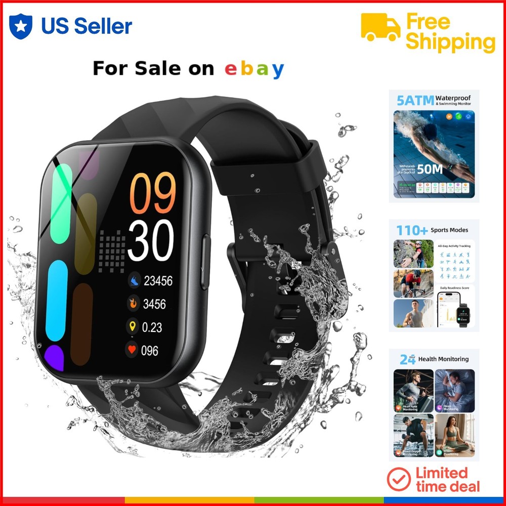 Smart Watch Waterproof Fitness Tracker 110+ Sports Heart Rate Sleep Monitor