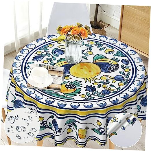 Round Tablecloth 60 inch, Floral Table Cloth Round, 60'' B-floral Tablecloth 01