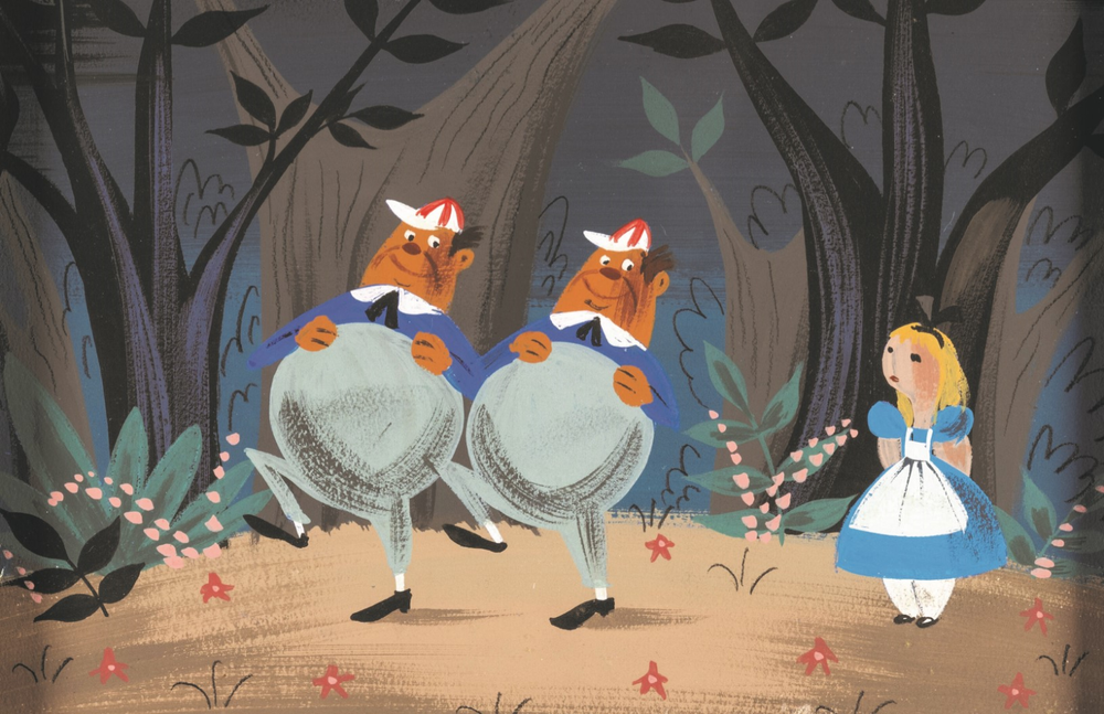 Alice Meets TweedleDee and TweedleDum Mary Blair concept art Poster Print 11x17