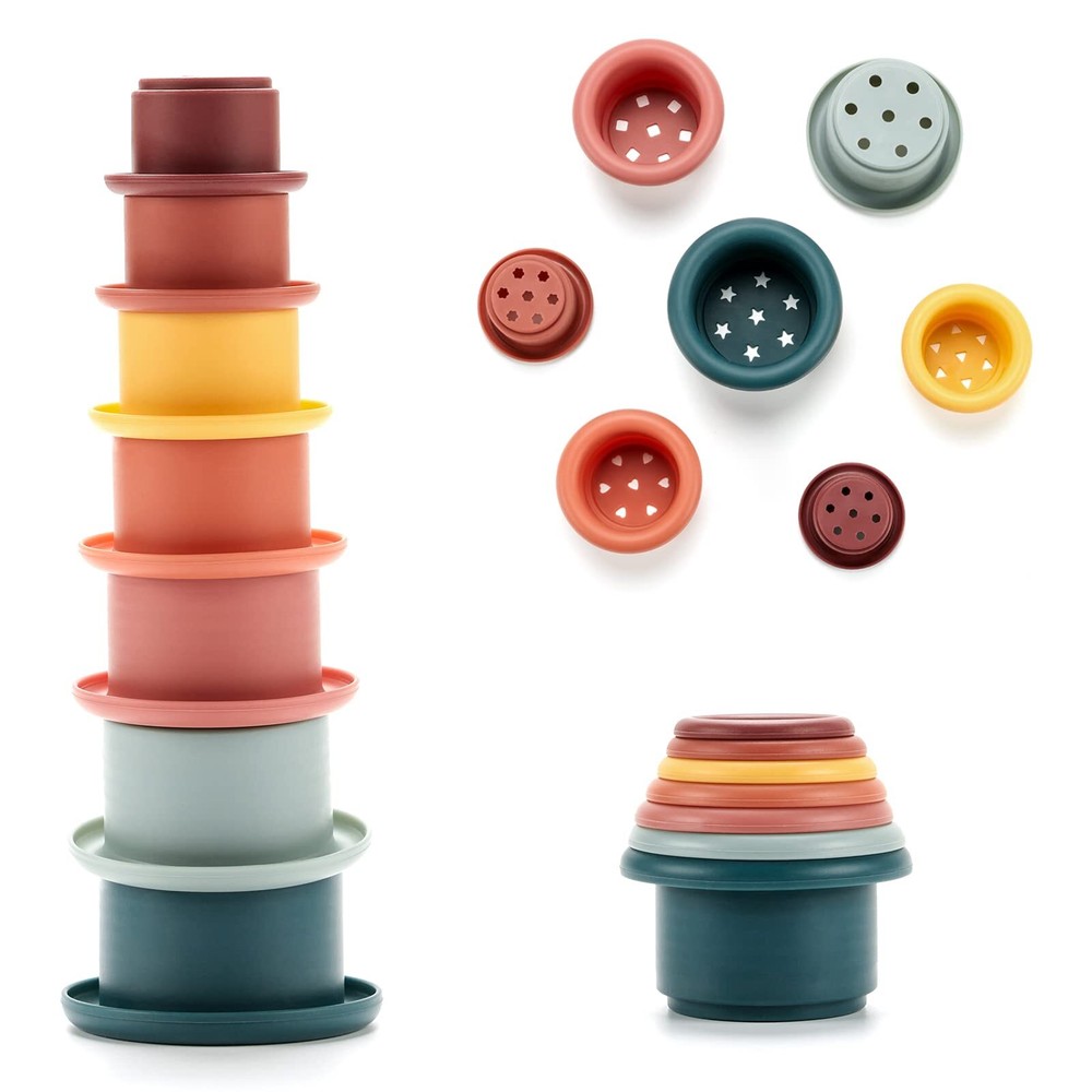 SYNPOS 7 PCS Stacking & Nesting Circle Toy Stacking Nesting Toys Soft Buildin...