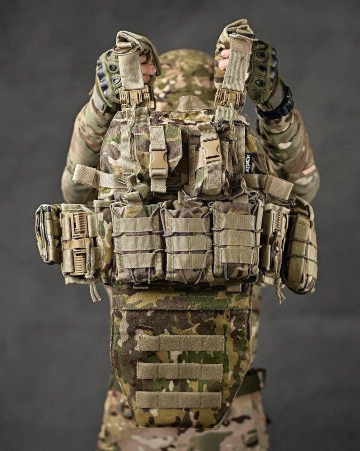 Multicam Tactical Plate Carrier w/ Quick Release & Full Pouch Set