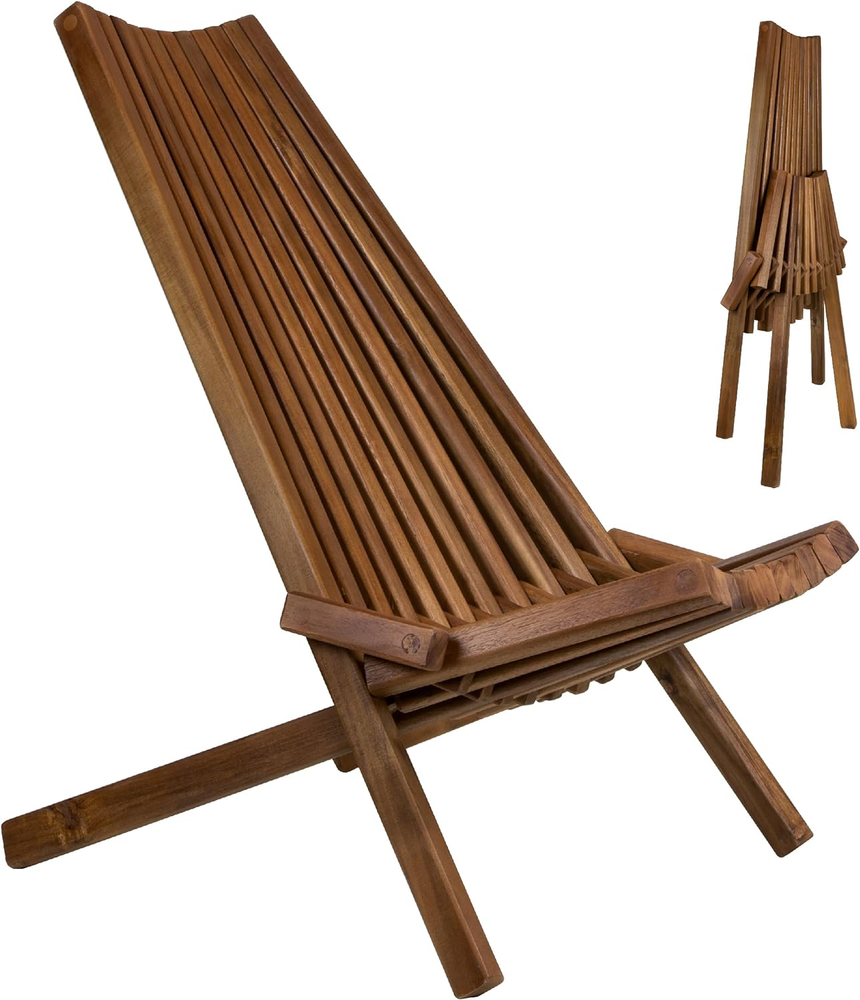 Tamarack Low Profile Acacia Wood Folding Outdoor Lounge Chair