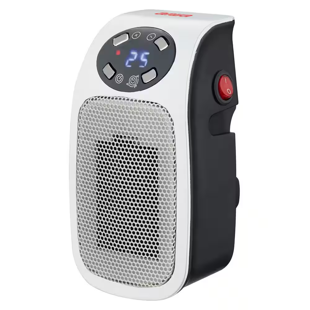 AIWA 7.87 in Electric Outlet Ceramic Plug-In Space Heater, LCD Digital Screen, 2
